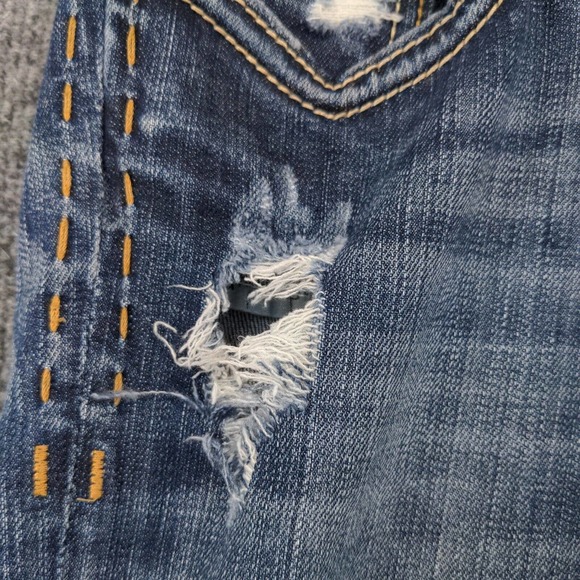 MEK Denim Men's Jeans Blue 27x34 Oaxaca Easy Dark Wash Denim Distressed Pockets - Picture 8 of 15